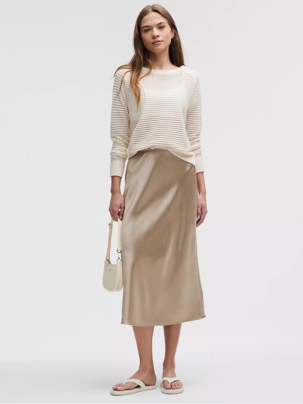 Lululemon Satin Gold metallic Shimmer Midi Skirt